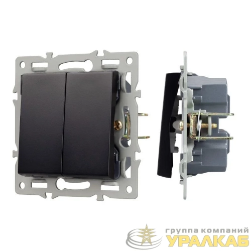 Механизм выключателя двухклавишный непроходной SWT-MK02-PL-BK (250В 16А) Arlight 