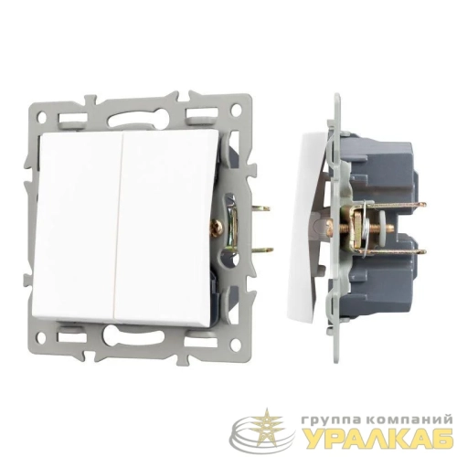 Механизм выключателя двухклавишный непроходной SWT-MK02-PL-WH (250В 16А) Arlight 