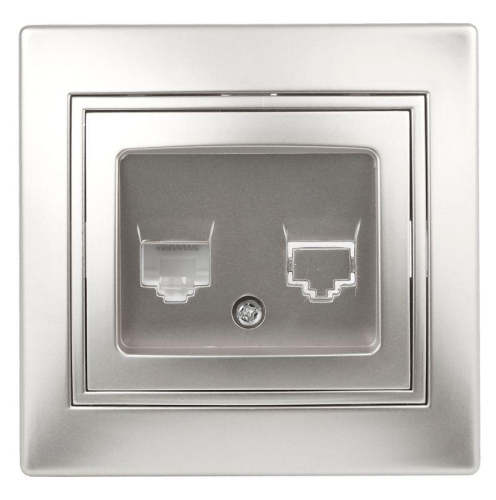 Розетка СП Plano 1-303-03 информационная RJ45 IP20 алюм. Intro 
