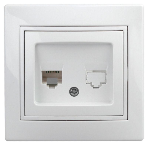 Розетка СП Plano 1-303-01 информационная RJ45 IP20 бел. Intro 