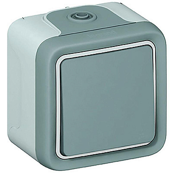 Выключатель кнопочный 1-кл. ОП PLEXO IP55 10А сер. Leg 
