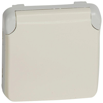 Механизм розетки 1-м СП Plexo 16А IP55 2P+E с заземл. с крышкой немецк. стандарт винт. клеммы бел. Leg 