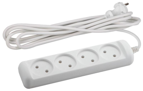 Удлинитель 4х5м без зазeмл. 10А IP20 U-4-5m ПВС 2х1 ЭРА 