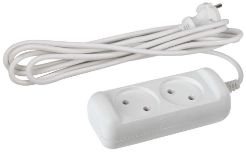Удлинитель 2х3м без зазeмл.10А IP20 U-2-3m ПВС 2х1 ЭРА 