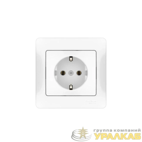 Розетка Glossa 16А с заземл. быстрозажим. клем. в сборе бел. SE 