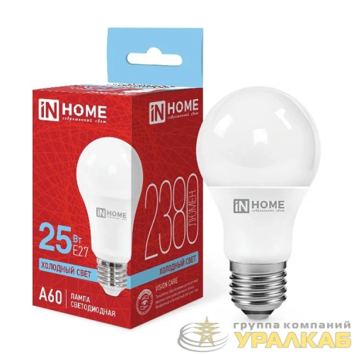 Лампа светодиодная LED-A60-VC 25Вт 6500К E27 2380лм 230В IN HOME 