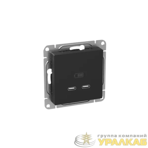 Розетка 2-м СП Эпика USB-C механизм черн. EKF 