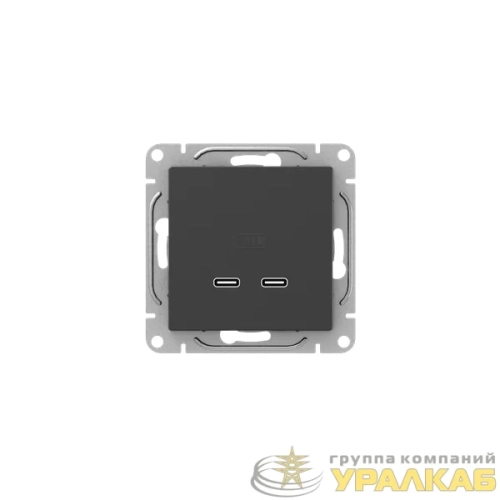 Розетка 2-м СП Эпика USB-C механизм черн. EKF 