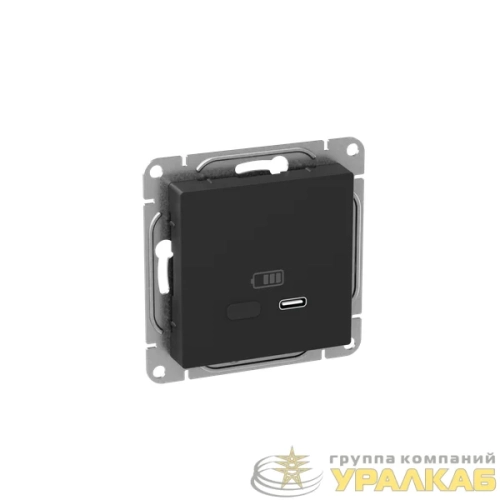 Розетка СП Эпика USB-С быстрая механизм черн. EKF 