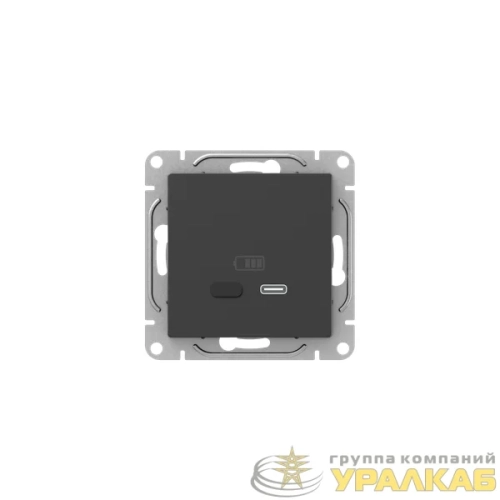 Розетка СП Эпика USB-С быстрая механизм черн. EKF 