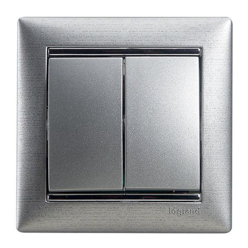 Механизм выключателя 2-кл. СП Valena 10А IP31 250В алюм. Leg 