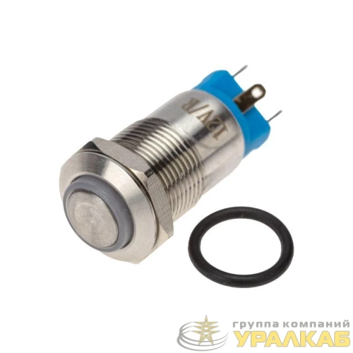 Кнопка антивандальная d12 12В без фикс. (2с) OFF-(ON) красн. Rexant 