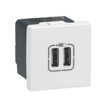 Розетка USB Mosaic 2мод. для зарядки бел. Leg 
