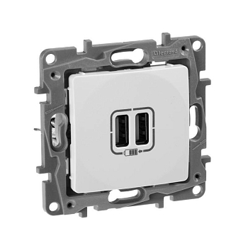 Механизм розетки USB 1-м СП Etika 2мод. 240В/5В 2400мА бел. Leg 