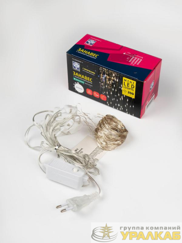 Гирлянда "Занавес" ICLLDM200W-C 200LED бел. 3х2м 8 режимов IP20 SHLights 