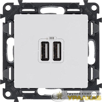 Розетка USB 2-м Valena Life 240В/5В 2400мА с лицев. панелью механизм бел. Leg 