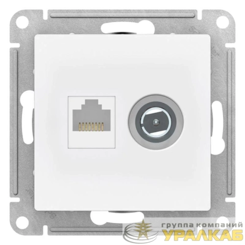 Розетка компьютерная + телевизионная 2-м СП AtlasDesign RJ45 кат.5E + TV механизм лотос SE 