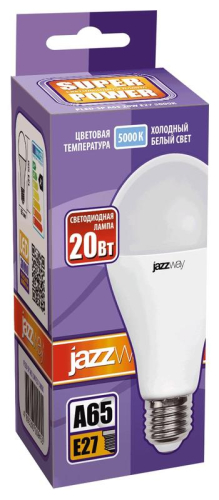 Лампа светодиодная PLED-SP 20Вт A60 5000К холод. бел. E27 JazzWay 