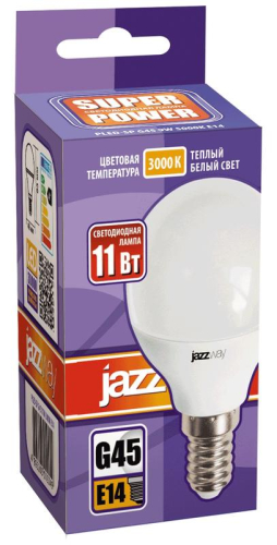 Лампа светодиодная PLED-SP 11Вт G45 3000К E14 230В/50Гц JazzWay 