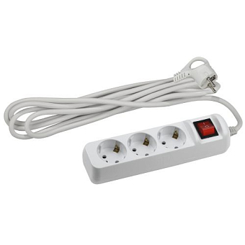 Удлинитель 3х3м с заземл. 10А IP20 UX-3es-3m ПВС 3х0.75 с выкл. Эра 