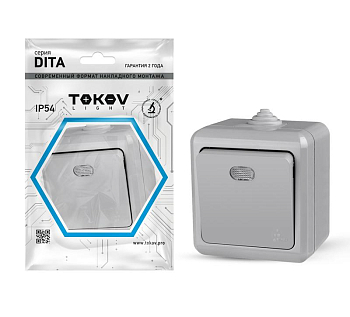 Выключатель 1-кл. ОП Dita IP54 10А 250В с индикацией сер. 