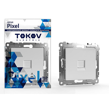 Розетка компьютерная 1-м СП Pixel RJ45 кат.5E механизм бел. 