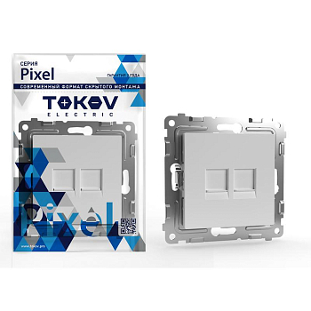 Розетка компьютерная 2-м СП Pixel RJ45 кат.5E механизм бел. 