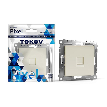 Розетка компьютерная 1-м СП Pixel RJ45 кат.5E механизм беж. 
