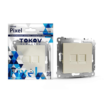 Розетка компьютерная 2-м СП Pixel RJ45 кат.5E механизм беж. 