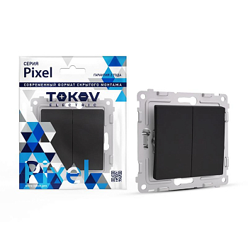 Выключатель 2-кл. СП Pixel 10А IP20 механизм карбон 