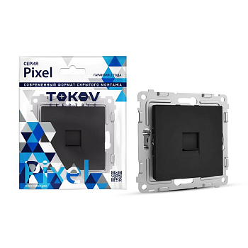Розетка телефонная 1-м СП Pixel RJ11 механизм карбон 