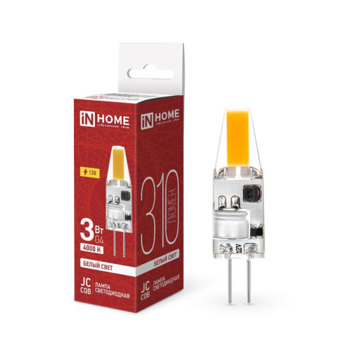 Лампа светодиодная LED-JC-COB 3Вт 12В G4 4000К 310лм IN HOME 