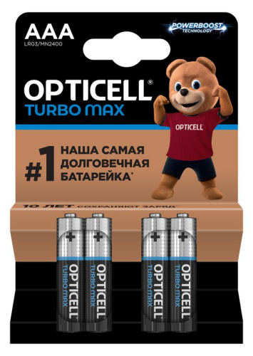 Элемент питания алкалиновый AAA/LR03 (блист. 4шт) Turbo Max Opticell 