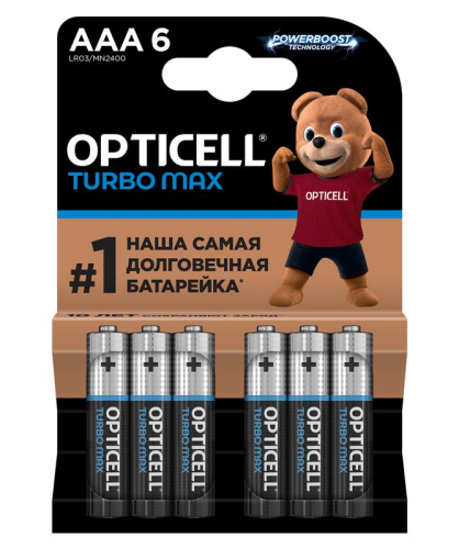 Элемент питания алкалиновый AAA/LR03 (блист. 6шт) Turbo Max Opticell 