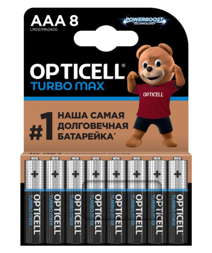 Элемент питания алкалиновый AAA/LR03 (блист. 8шт) Turbo Max Opticell 
