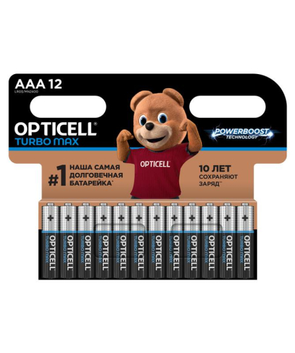 Элемент питания алкалиновый AAA/LR03 (блист. 12шт) Turbo Max Opticell 