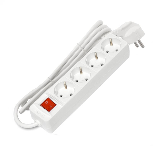 Удлинитель 4х1.5м с заземл. 16А IP20 3х1 с выкл. бел. DOMTOK 