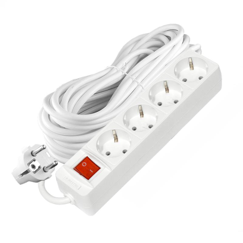 Удлинитель 4х10м с заземл. 16А IP20 3х1 с выкл. бел. DOMTOK 