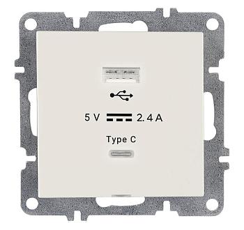 Розетка LAVIN/KAREN USB + TYPE-C механизм бел. ARVIA 