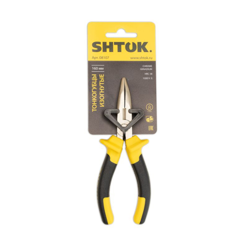 Тонкогубцы изогнутые 1000В 160мм (08107) SHTOK 