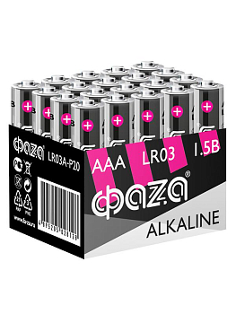 Элемент питания алкалиновый LR03 Alkaline Pack-20 (уп.20шт) ФАZА 