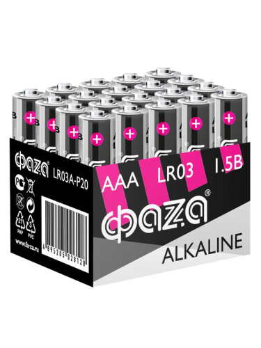 Элемент питания алкалиновый LR03 Alkaline Pack-20 (уп.20шт) ФАZА 