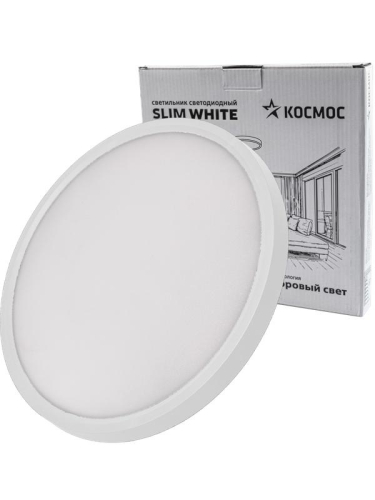 Светильник светодиодный SLIM WHITE 38Вт 4500К IP40 2650лм 230В 400х25мм КОСМОС 