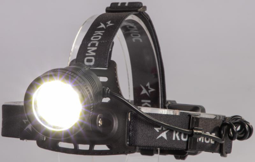 Фонарь налобный аккум. 10Вт P50 LED/Li-ion18650 2х1000мА.ч алюм. КОСМОС ()