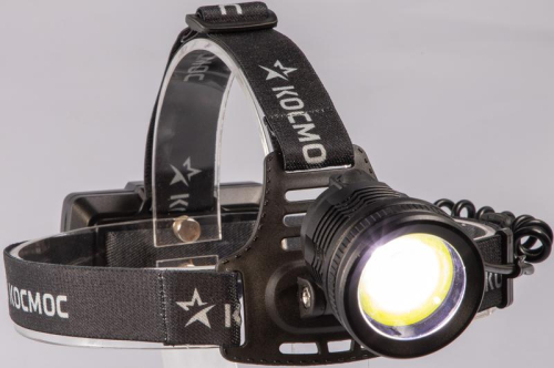 Фонарь налобный аккум. 10Вт P50 LED/Li-ion18650 2х1000мА.ч алюм. КОСМОС ()