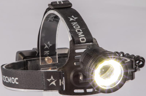 Фонарь налобный аккум. 10Вт P50 LED/Li-ion18650 2х1000мА.ч алюм. КОСМОС ()