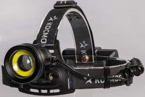 Фонарь налобный аккум. 10Вт P50 LED/Li-ion18650 2х1000мА.ч алюм. КОСМОС ()