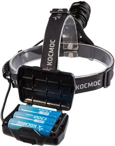 Фонарь налобный аккум. 10Вт Laser LED/Li-ion18650 3х1200мА.ч алюм. КОСМОС ()