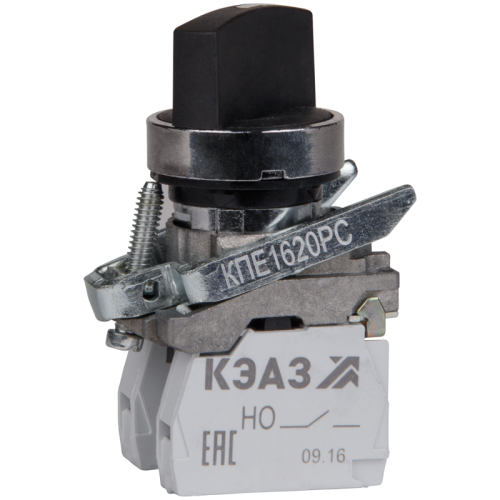 Переключатель КПЕ1620РС 2но+0нз ручка фикс 2поз IP65черн. КЭАЗ 