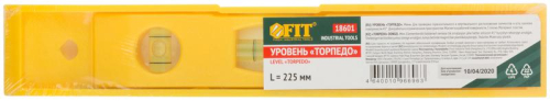 Уровень "Торпедо" пластиковый 3 глазка магнитный 225мм FIT 